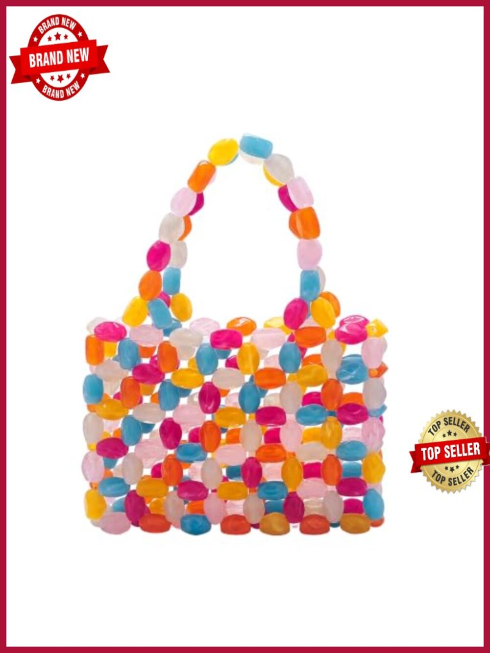 Acrylic Beaded Handbag Handmade Woven Tote Bag Clutch Wedding Party